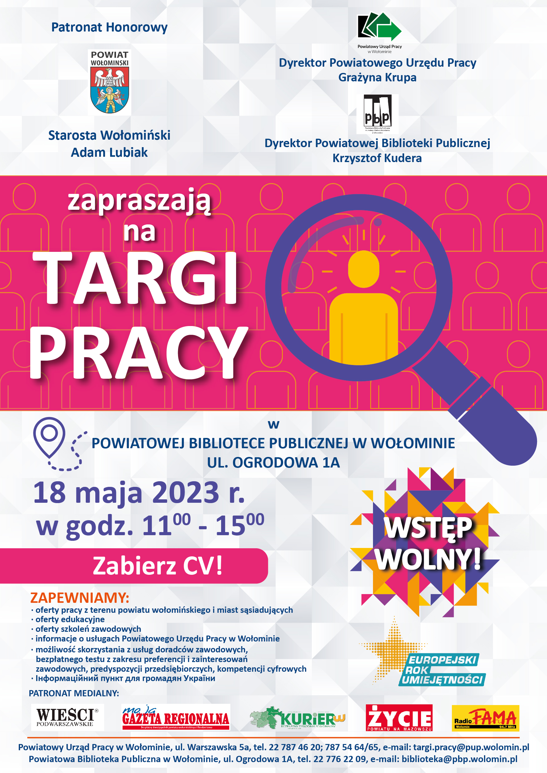 Plakat Targi Pracy w Wołominie 18.05.2023 r.