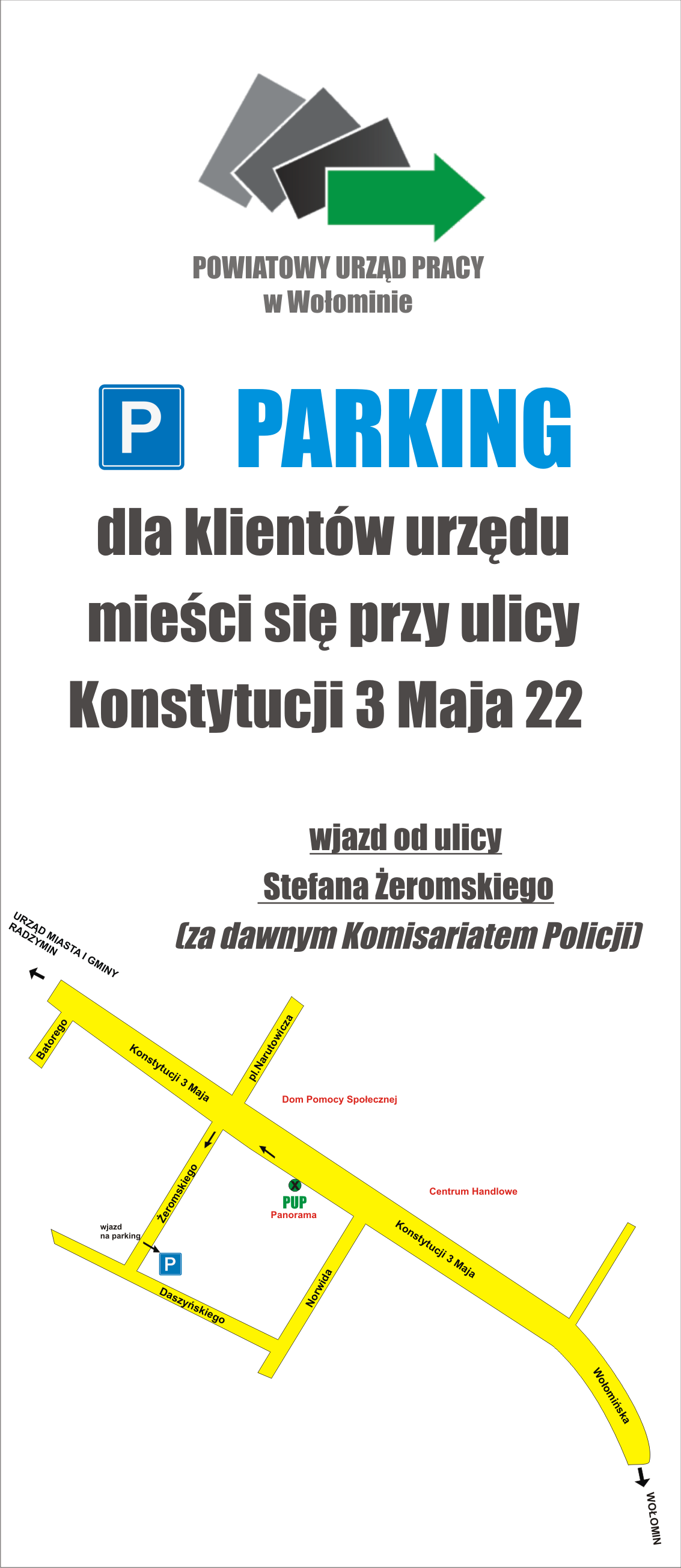 Obraz dojazd na parking Filii PUP w Radzyminie