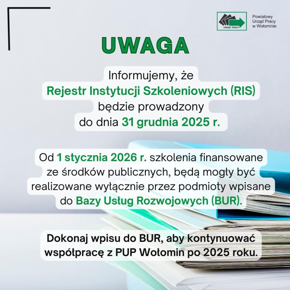 UWAGA Rejestr instytucji szkoleniowych będzie prowadzony do 31.12.2025 .....