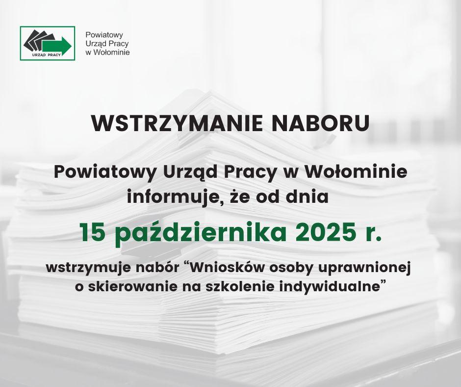 Wstrzymanie naboru szkolenia od 15.10.2025