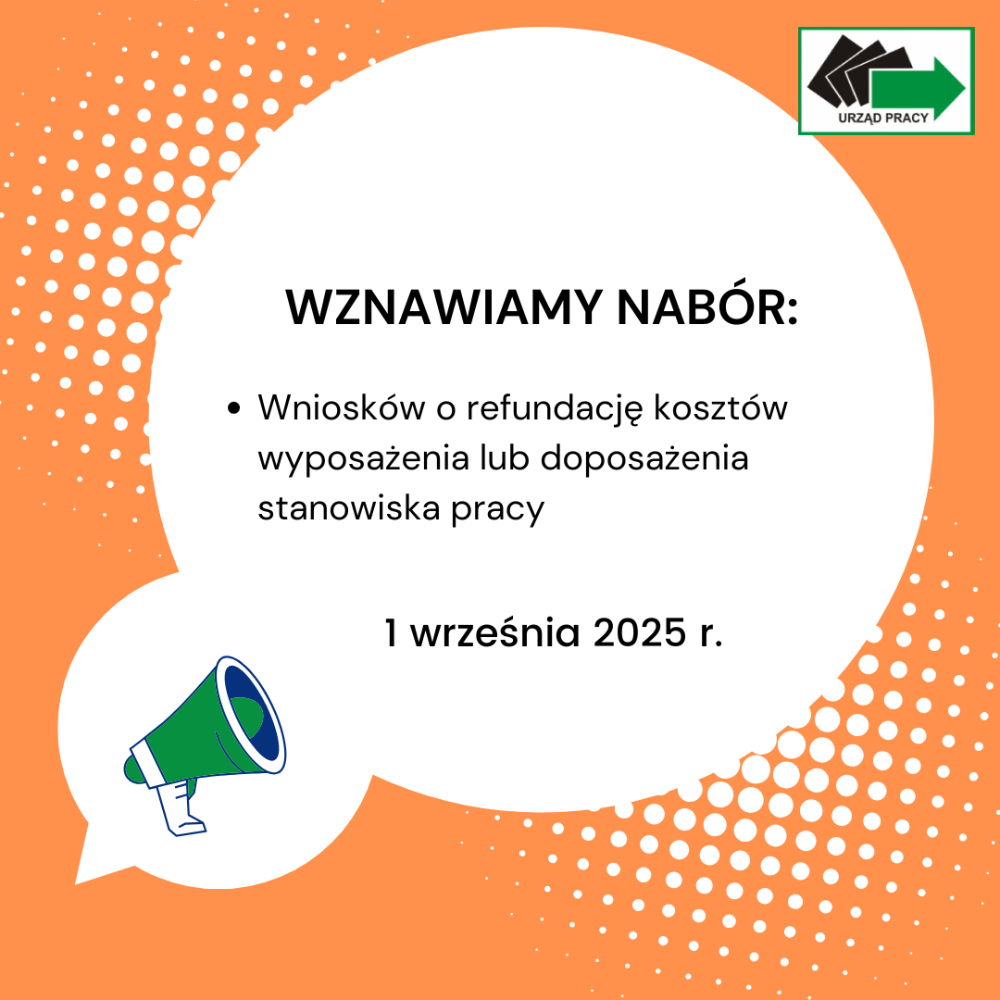 Wznowienie naboru wniosków o refundację kosztów wyposażenia lub doposażenia stanowiska pracy